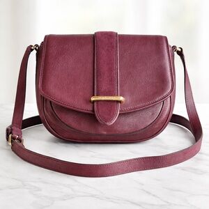 Vintage Kate Spade Burgundy Leather & Suede Crossbody Saddle Bag